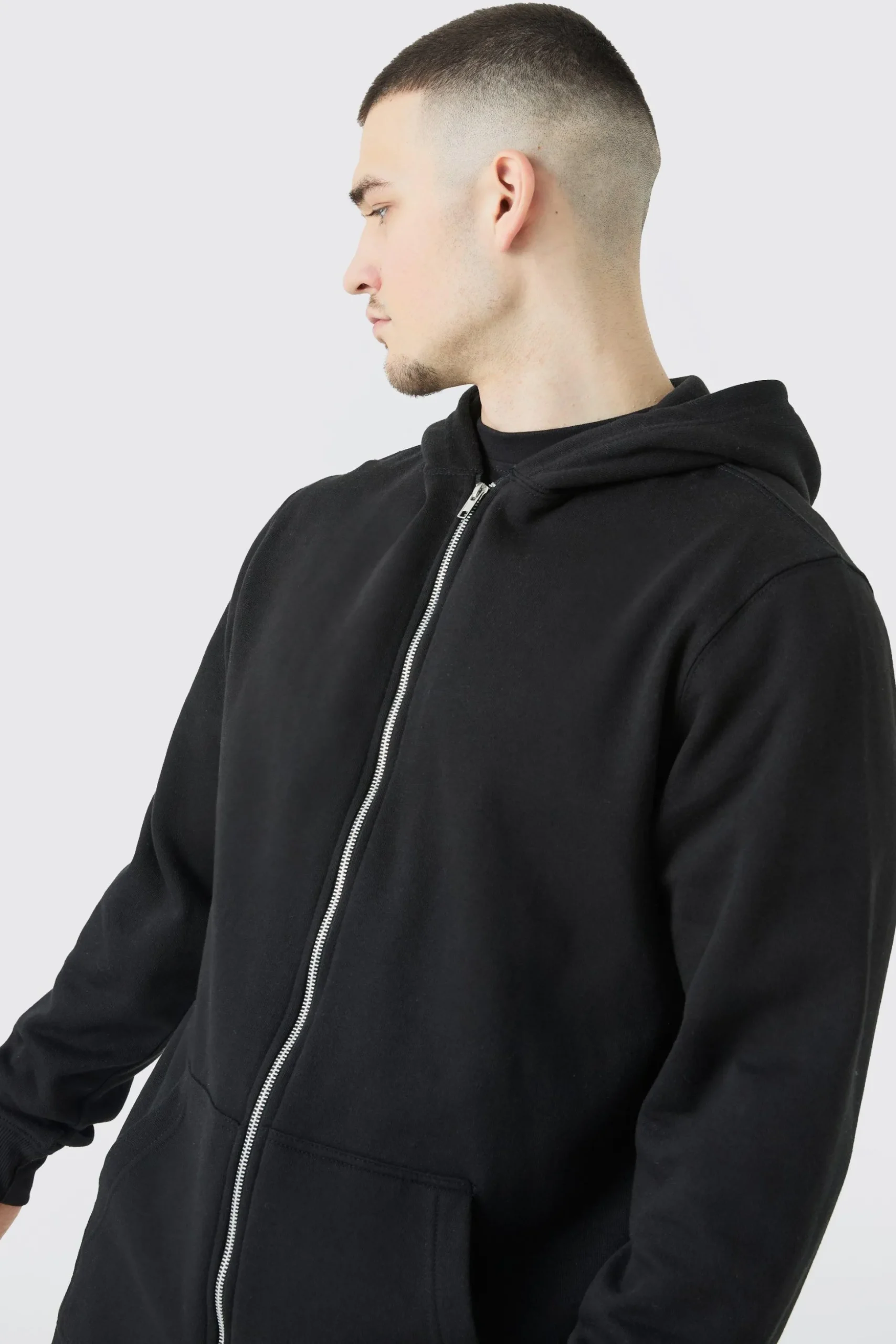 Tall Core Fit Basic Zip Thru Hoodie | BoohooMAN UK