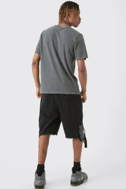 Tall Core Man Chain Puff Print T-shirt In Grey | BoohooMAN UK