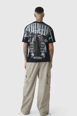 Tall Crinkle Nylon Cargo Parachute Trousers In Stone | BoohooMAN UK