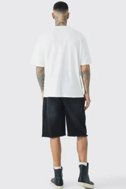 Tall Cross Embroidered T-shirt In White | BoohooMAN UK