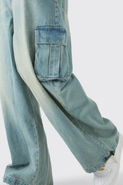 Tall Denim Cargo Parachute Jean | BoohooMAN UK
