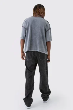 Tall Distressed Boxy Oversized T-shirt | BoohooMAN UK