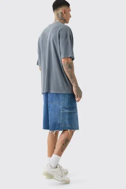Tall Distressed Oversized Overdye Logo Graphic T-shirt | BoohooMAN UK