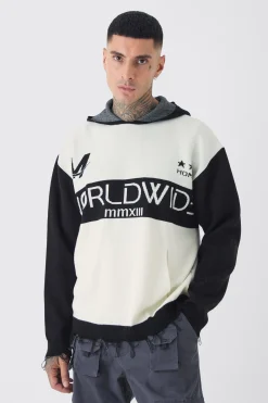 Tall Distressed Varsity Hoodie | BoohooMAN UK