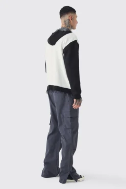 Tall Distressed Varsity Hoodie | BoohooMAN UK