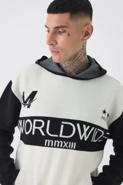 Tall Distressed Varsity Hoodie | BoohooMAN UK