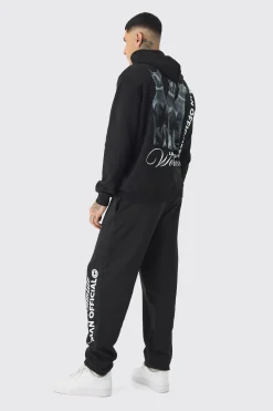 Tall Doberman Graphic Back Print Oversized Tracksuit | BoohooMAN UK