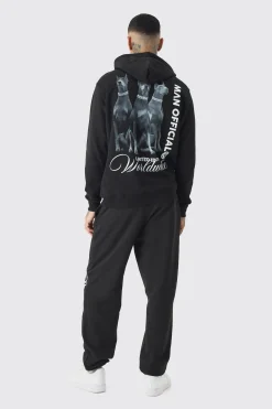 Tall Doberman Graphic Back Print Oversized Tracksuit | BoohooMAN UK