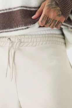 Tall Double Waistband Baggy Fit Jersey Bottoms In Stone | BoohooMAN UK