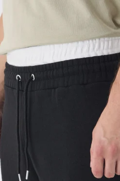 Tall Double Waistband Baggy Fit Jersey Bottoms In Black | BoohooMAN UK