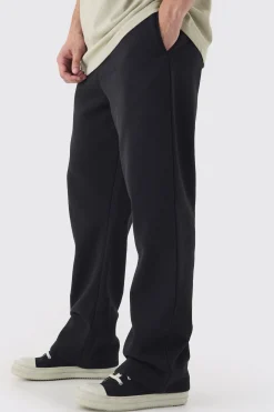 Tall Double Waistband Baggy Fit Jersey Bottoms In Black | BoohooMAN UK