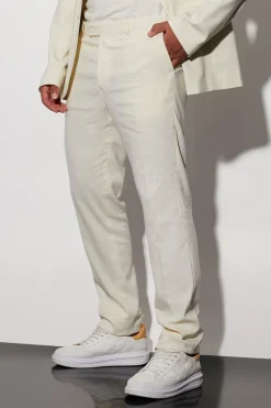 Tall Ecru Slim Linen Suit Set | BoohooMAN UK