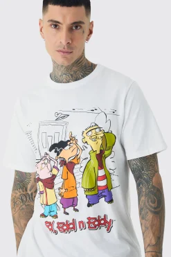 Tall Ed Edd N Eddy License Print T-shirt In White | BoohooMAN UK