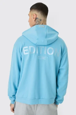 Tall EDITION Oversized Heavyweight Zip Thru Hoodie | BoohooMAN UK