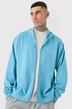 Tall EDITION Oversized Heavyweight Zip Thru Hoodie | BoohooMAN UK