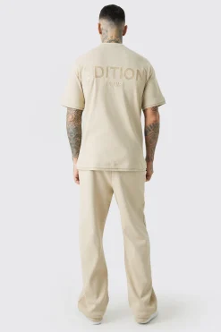 Tall EDITION Straight Ribbed Heavyweight Split Hem Jogger | BoohooMAN UK