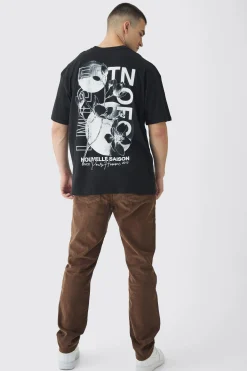 Tall EDTN Floral Graphic Back Oversized Printed T-Shirt | BoohooMAN UK