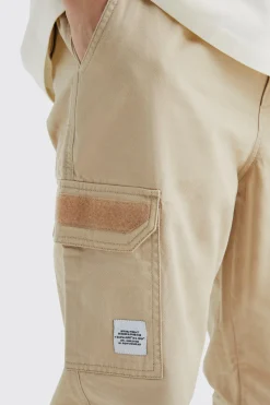 Tall Elastic Comfort Felt Detail Cargo Trouser | BoohooMAN UK