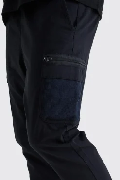 Tall Elastic Comfort Mesh Pocket Cargo Trouser | BoohooMAN UK