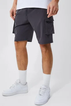 Tall Elastic Waist 4 Way Stretch Cargo Short | BoohooMAN UK