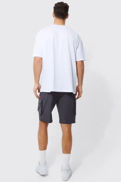 Tall Elastic Waist 4 Way Stretch Cargo Short | BoohooMAN UK