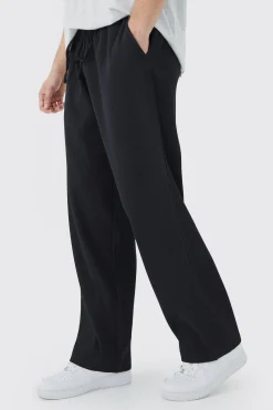 Tall Elastic Waist Relaxed Fit Cropped Pleated Trouser | BoohooMAN UK