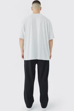 Tall Elastic Waist Relaxed Fit Cropped Pleated Trouser | BoohooMAN UK