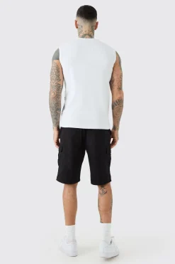 Tall Elastic Waist Relaxed Fit Cargo Shorts In Black | BoohooMAN UK
