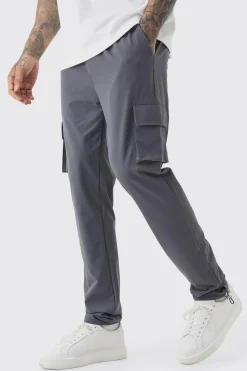 Tall Elasticated Lightweight Technical Stretch Skinny Cargo Trouser | BoohooMAN UK