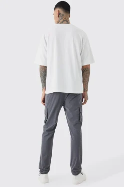 Tall Elasticated Lightweight Technical Stretch Skinny Cargo Trouser | BoohooMAN UK