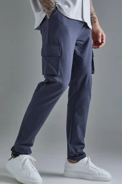 Tall Elasticated Lightweight Technical Stretch Skinny Cargo Trouser | BoohooMAN UK
