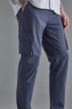 Tall Elasticated Lightweight Technical Stretch Skinny Cargo Trouser | BoohooMAN UK