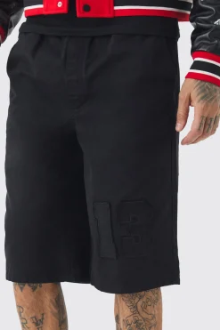 Tall Elasticated Waist Applique Jorts | BoohooMAN UK
