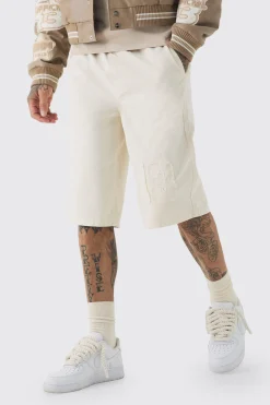 Tall Elasticated Waist Applique Jorts | BoohooMAN UK