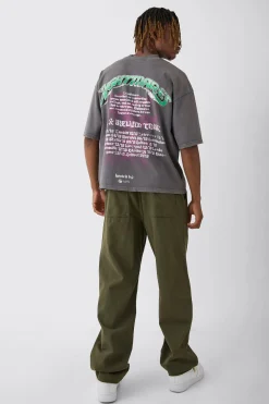 Tall Elasticated Waist Drawcord Detail Relaxed Fit Trouser In Khaki | BoohooMAN UK
