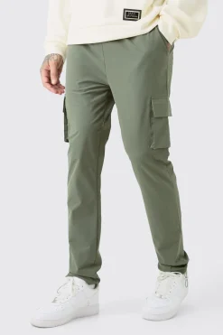 Tall Elasticated Waist Lightweight Stretch Skinny Cargo Trouser | BoohooMAN UK