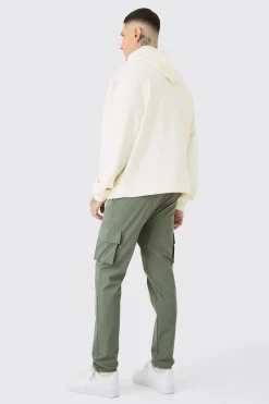Tall Elasticated Waist Lightweight Stretch Skinny Cargo Trouser | BoohooMAN UK