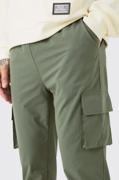 Tall Elasticated Waist Lightweight Stretch Skinny Cargo Trouser | BoohooMAN UK