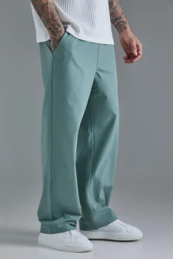 Tall Elasticated Waist Lightweight Technical Stretch Relaxed Trouser | BoohooMAN UK