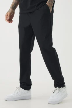 Tall Elasticated Waist Lightweight Technical Stretch Slim Trouser | BoohooMAN UK