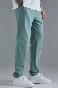 Tall Elasticated Waist Lightweight Technical Stretch Slim Trouser | BoohooMAN UK