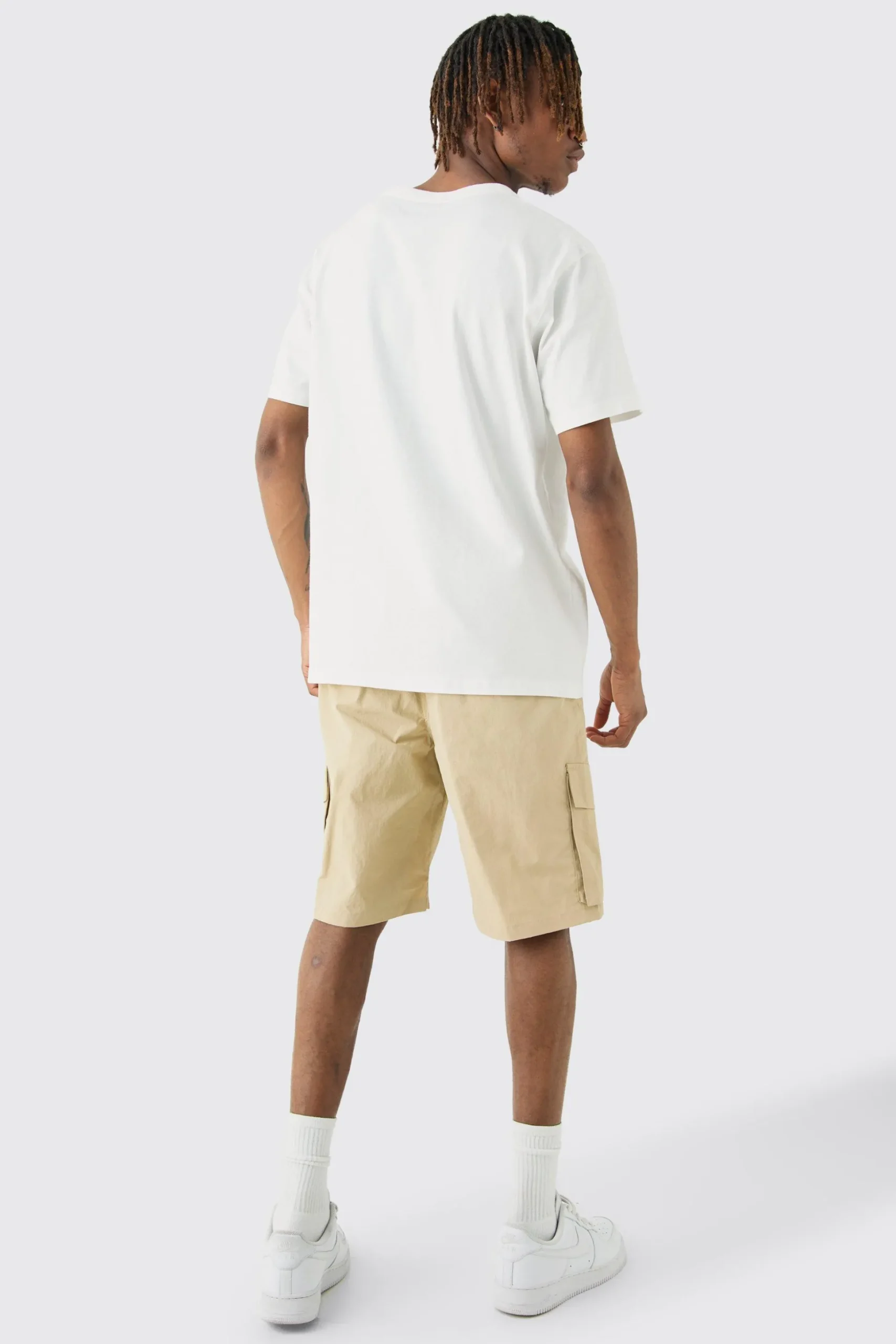 Tall Elasticated Waist Ofcl Nylon Cargo Short | BoohooMAN UK