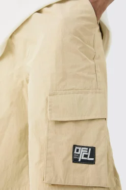 Tall Elasticated Waist Ofcl Nylon Cargo Short | BoohooMAN UK