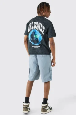 Tall Elasticated Waist Ofcl Nylon Cargo Short | BoohooMAN UK