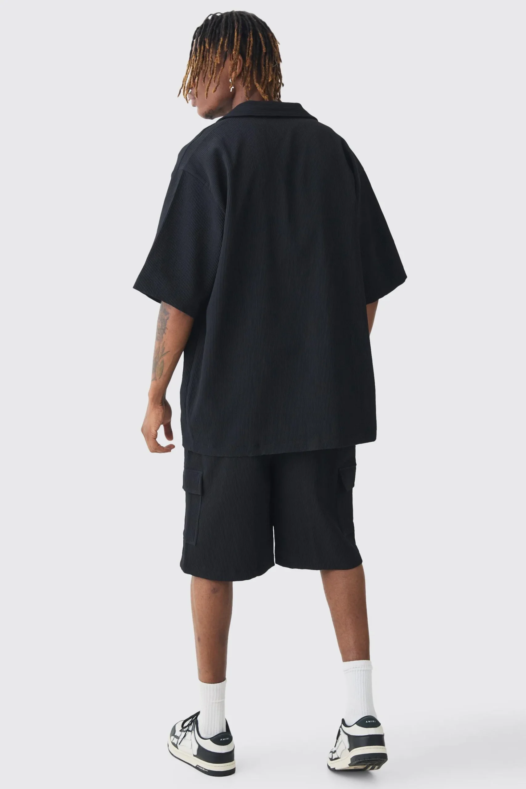 Tall Elasticated Waist Pleated Cargo Short | BoohooMAN UK