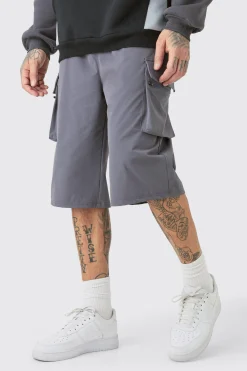 Tall Elasticated Waist Relaxed Lightweight Stretch Cargo Short | BoohooMAN UK