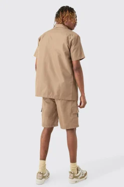 Tall Elasticated Waist Relaxed Nylon Man Cargo Short | BoohooMAN UK