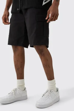 Tall Elasticated Waist Relaxed Fit Cargo Shorts | BoohooMAN UK