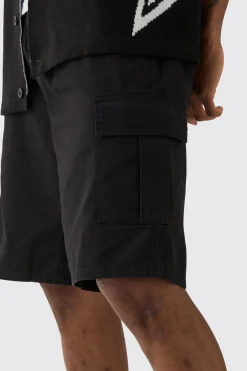 Tall Elasticated Waist Relaxed Fit Cargo Shorts | BoohooMAN UK