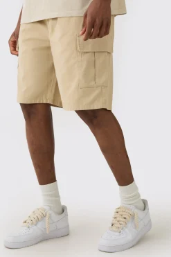 Tall Elasticated Waist Relaxed Fit Cargo Shorts | BoohooMAN UK